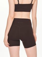 Close-up back view of the BEYOURA Elliana V-Line luxeFIT Shorts in brown