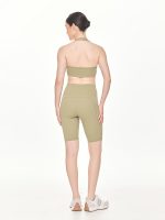 Full back view of the BEYOURA Elliana Sculpted luxeFIT Biker Shorts in Sage Green