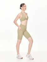 Full side view of the BEYOURA Elliana Sculpted luxeFIT Biker Shorts in Sage Green