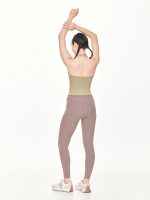 Full back view of the BEYOURA Estelle Bare Touch luxeFIT Leggings in light brown