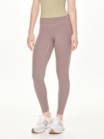 Close-up front view of the BEYOURA Estelle Bare Touch luxeFIT Leggings in light brown