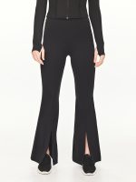 Close-up front view of the BEYOURA Estelle Flared luxeFIT Leggings in black