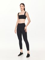 Full front view of the BEYOURA Estelle Stretch & Stash luxeFIT Leggings in black