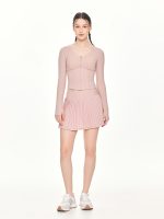 Full front view of the BEYOURA Noelle Pleated luxeFIT Skort in pink